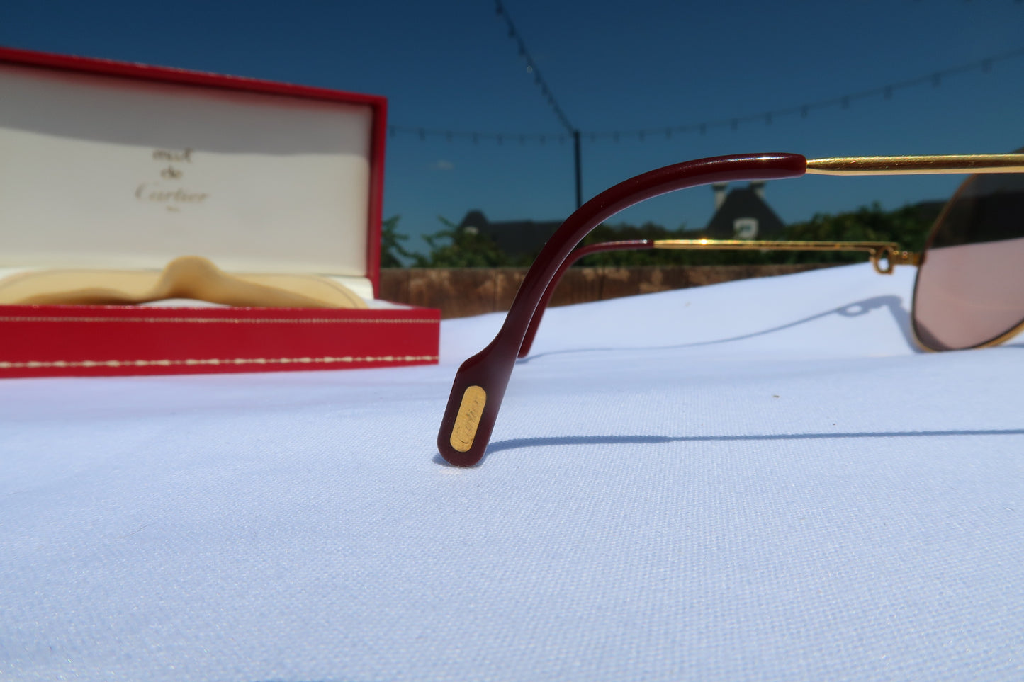 Cartier Vendome Louis 22k Gold-plated Sunglasses 62-14 140 078283