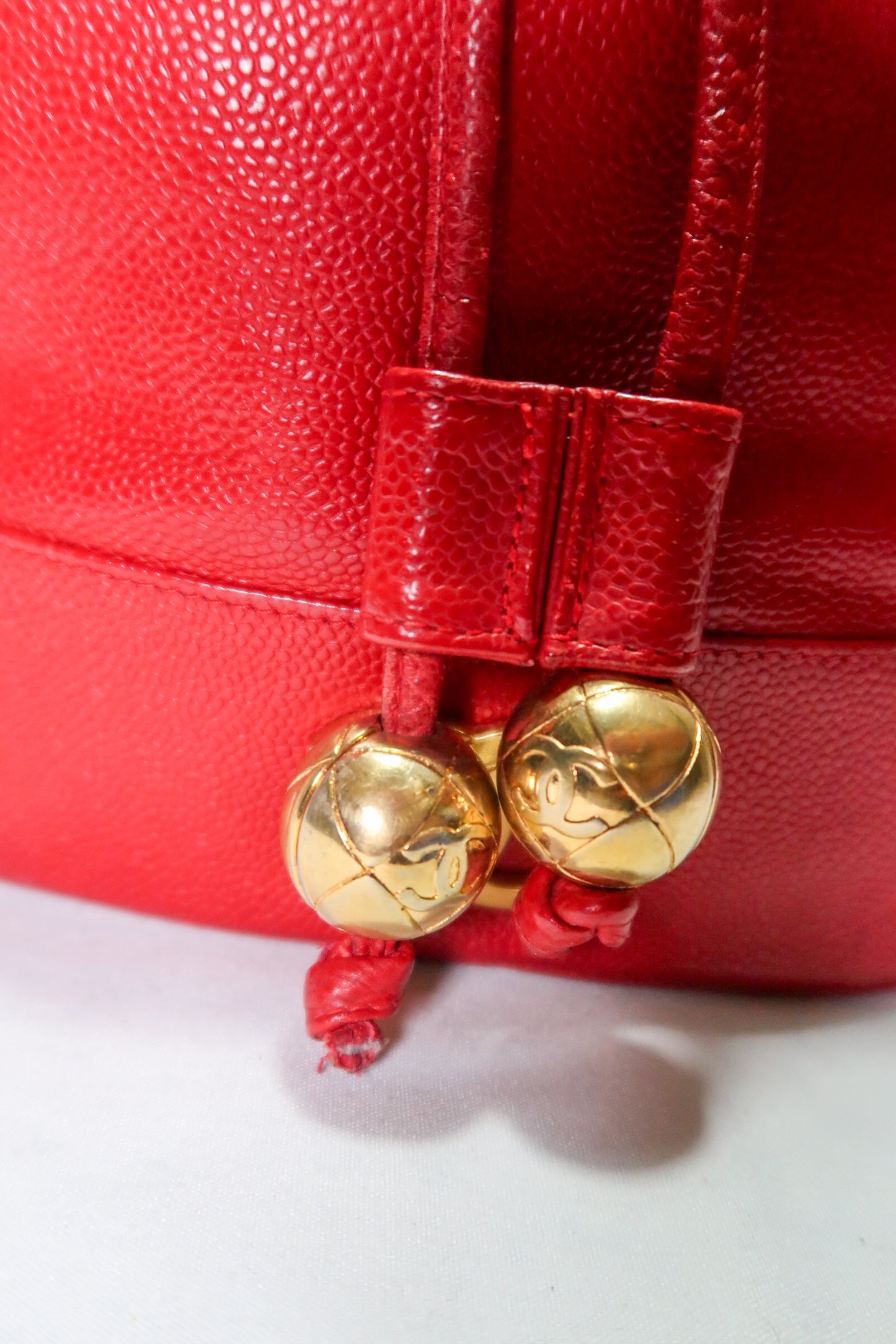 Chanel Red Caviar 3 'CC' Bucket Bag Medium