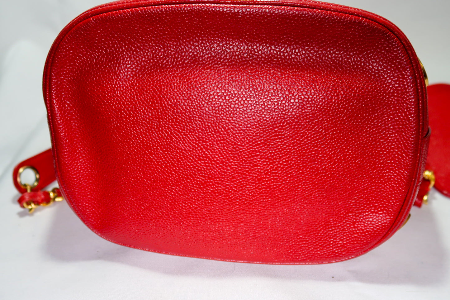 Chanel Red Caviar 3 'CC' Bucket Bag Medium
