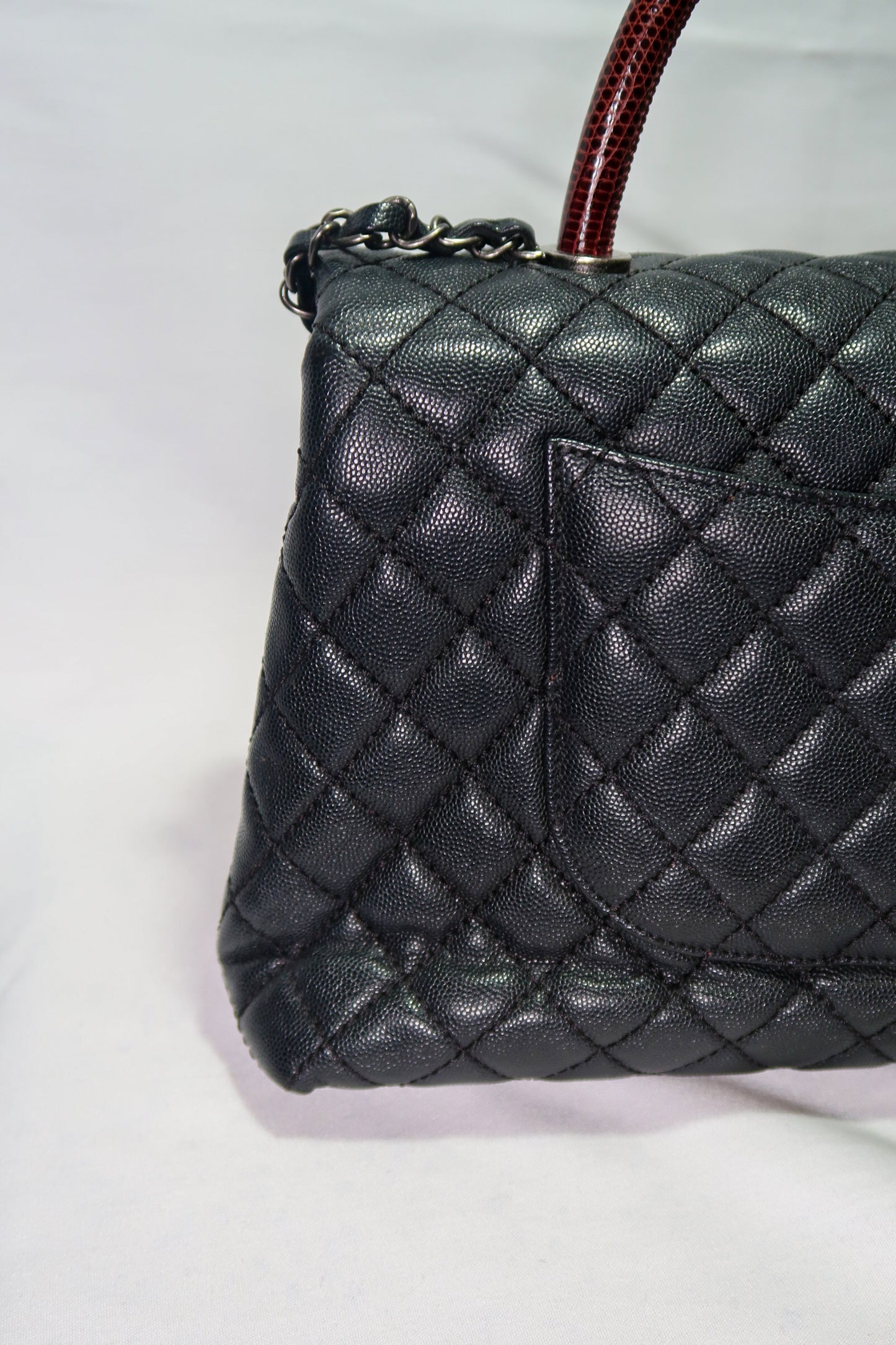 Chanel Caviar Lizard-Trimmed Coco Handle Bag