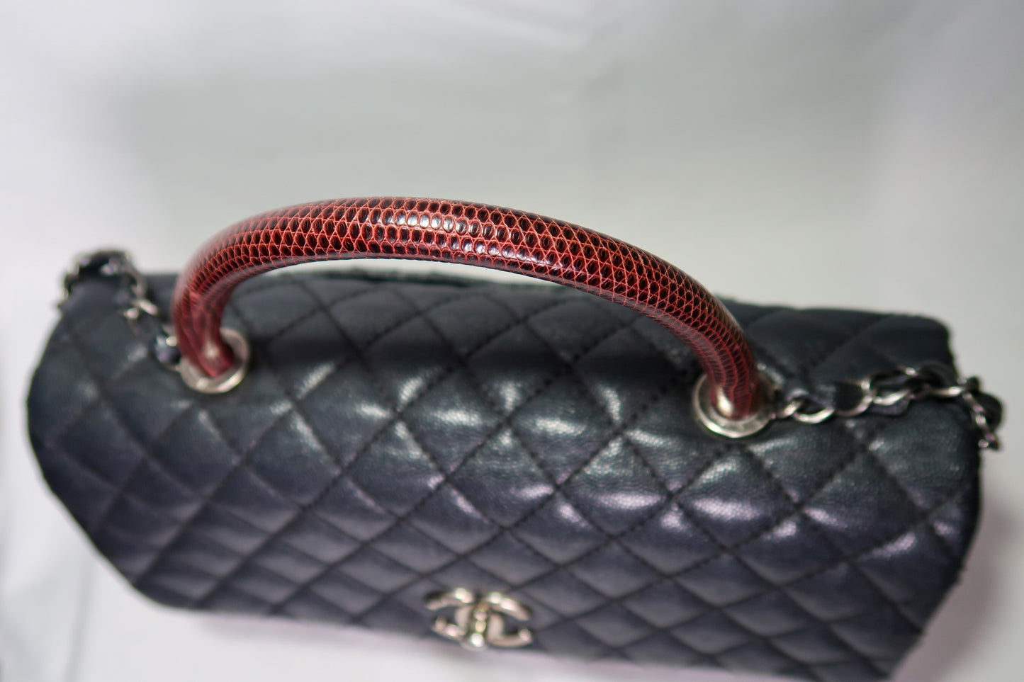 Chanel Caviar Lizard-Trimmed Coco Handle Bag
