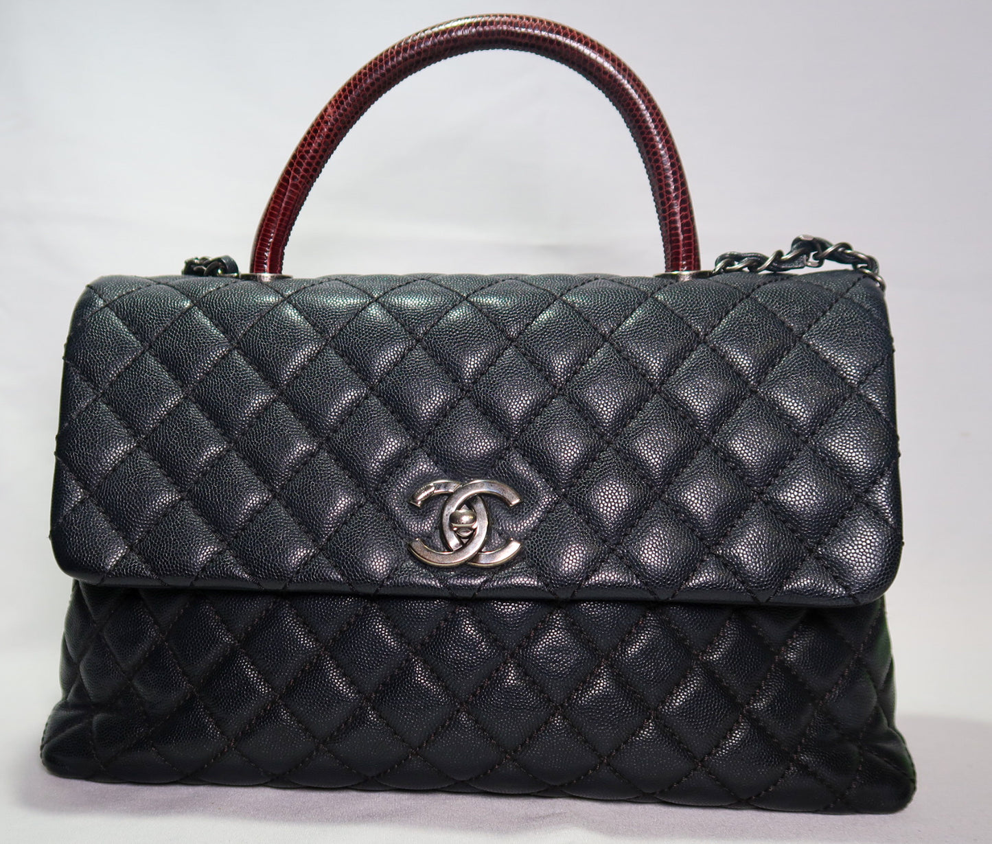 Chanel Caviar Lizard-Trimmed Coco Handle Bag