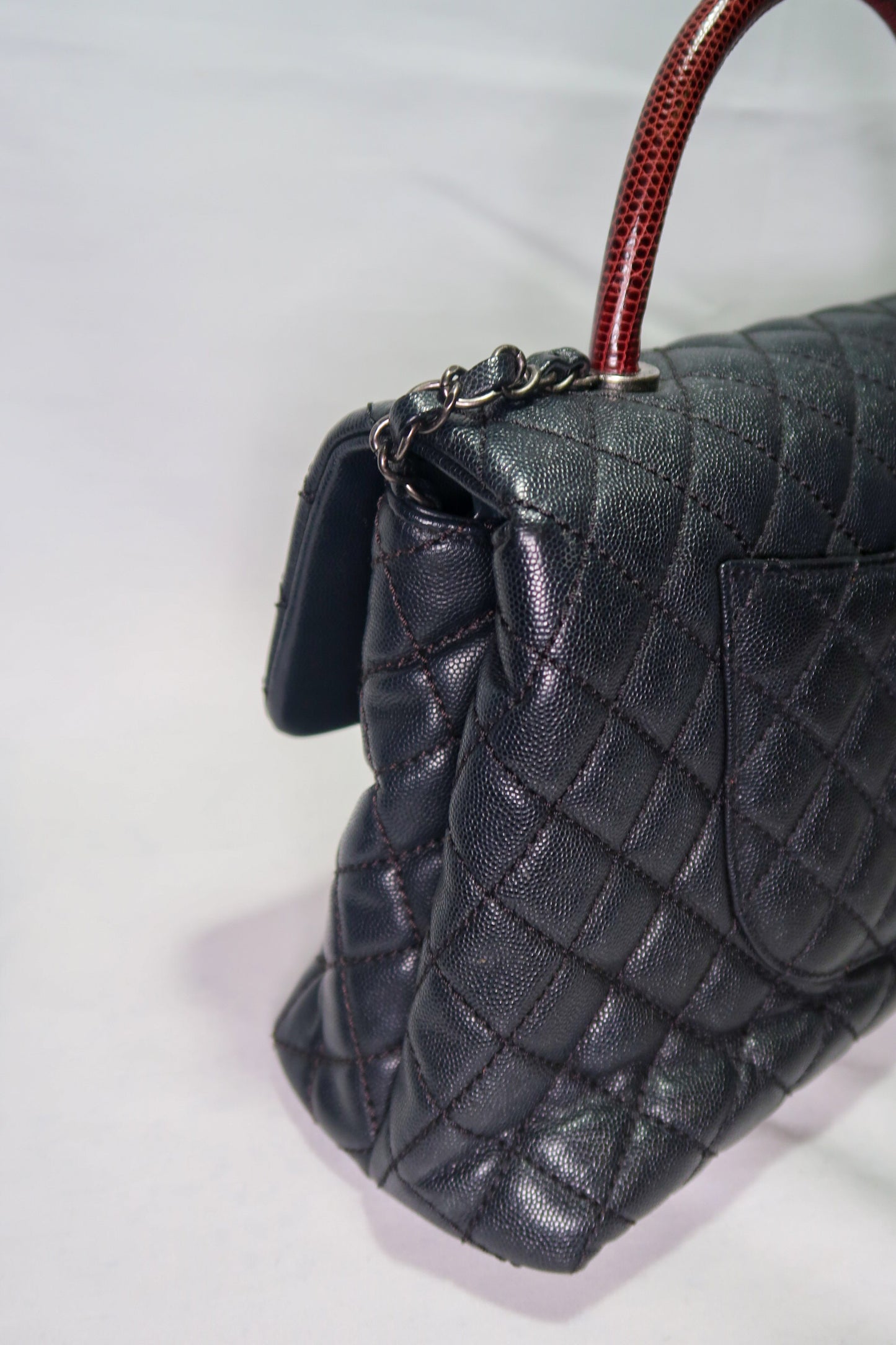 Chanel Caviar Lizard-Trimmed Coco Handle Bag