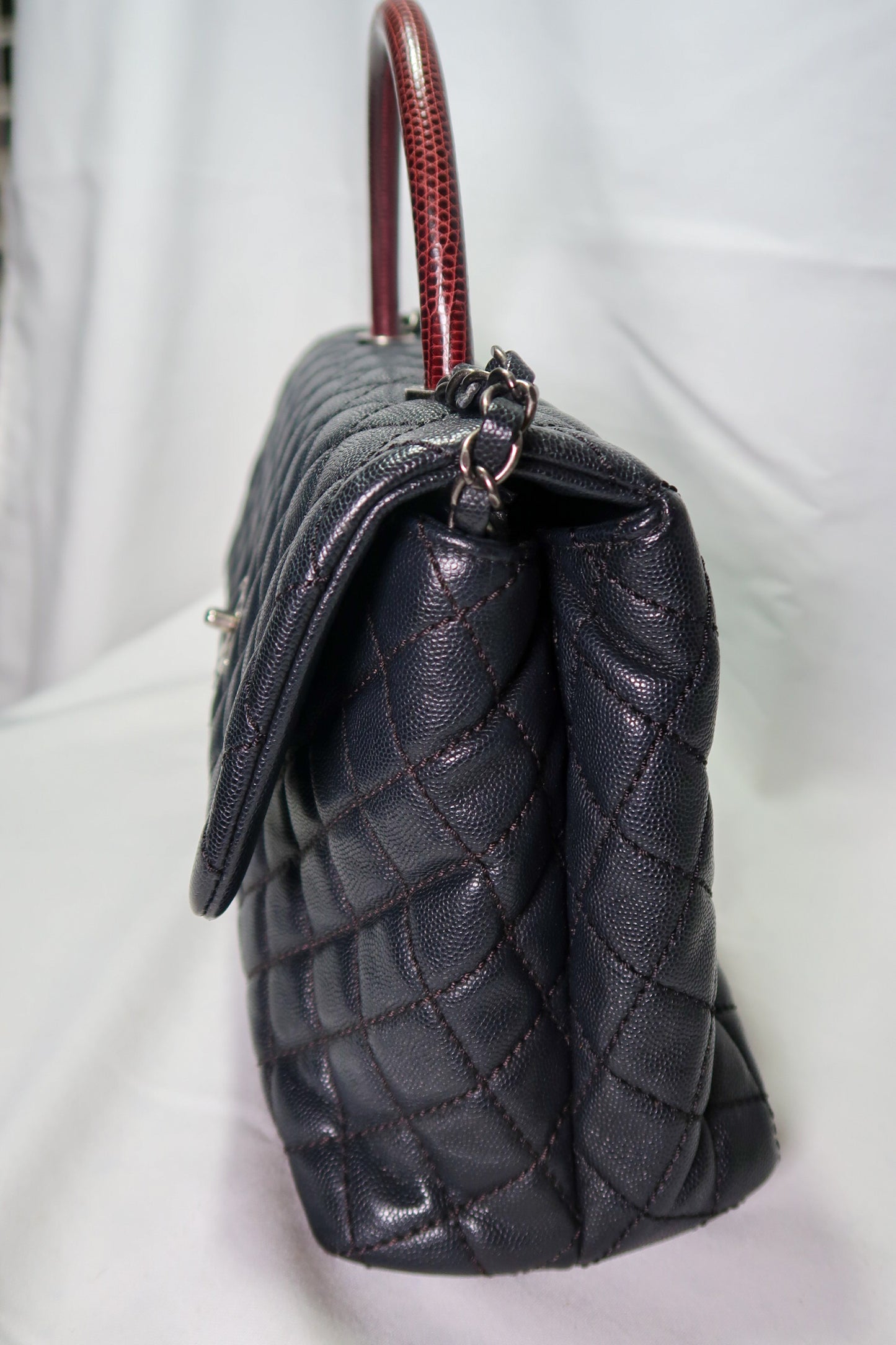 Chanel Caviar Lizard-Trimmed Coco Handle Bag