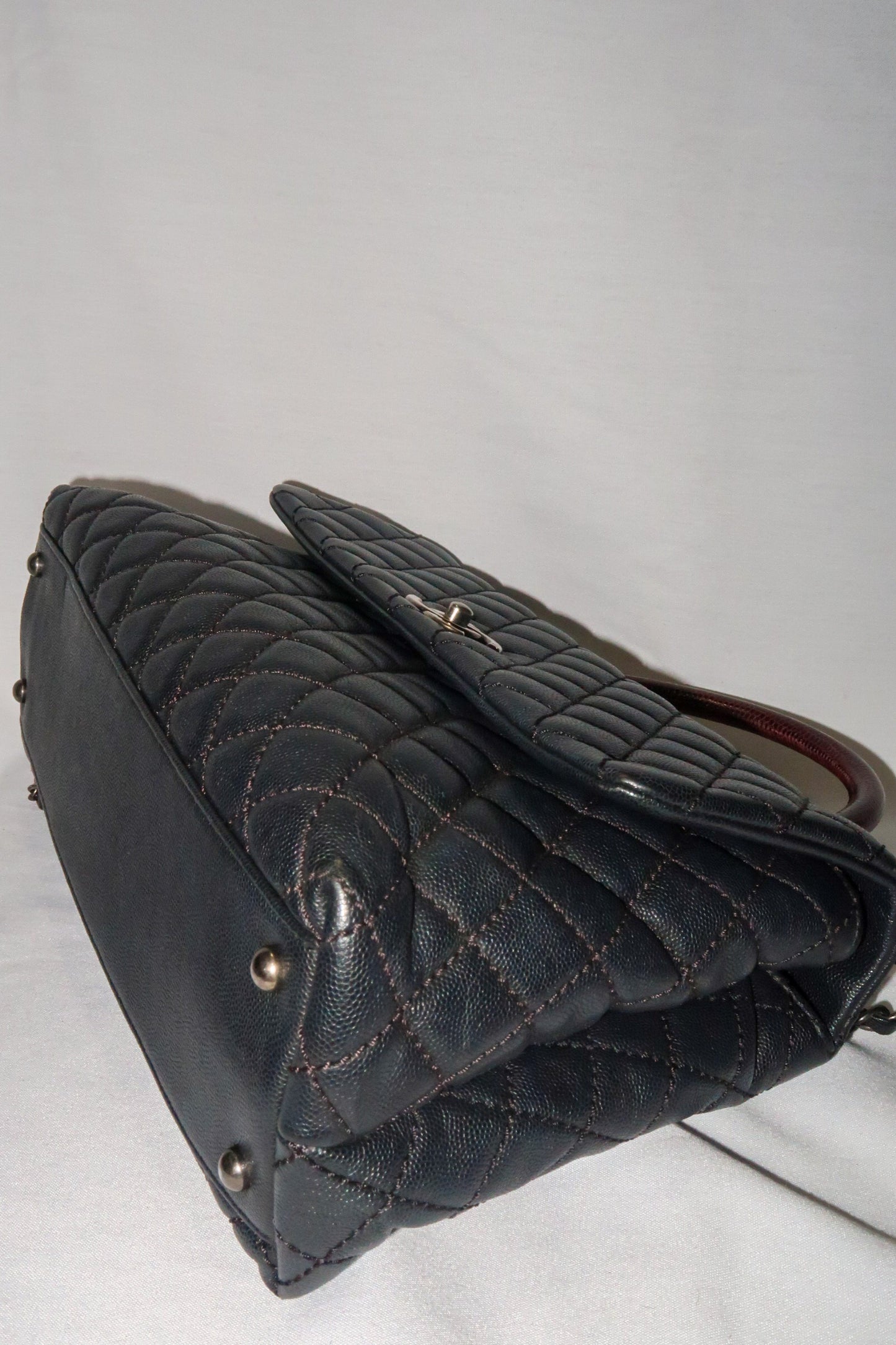 Chanel Caviar Lizard-Trimmed Coco Handle Bag