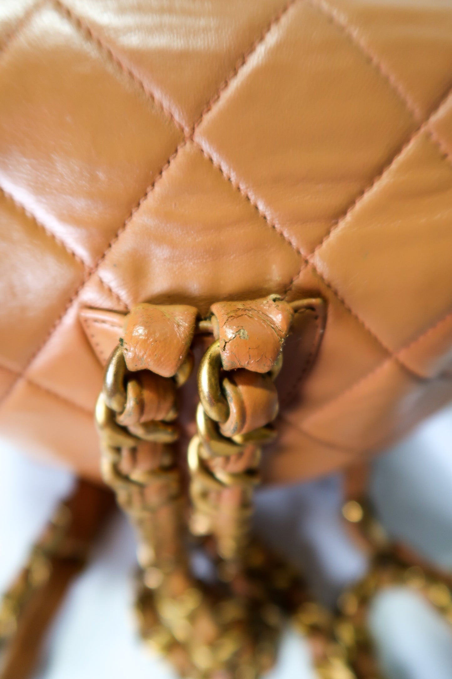 Chanel Lambskin Quilted Drawstring Backpack Camel