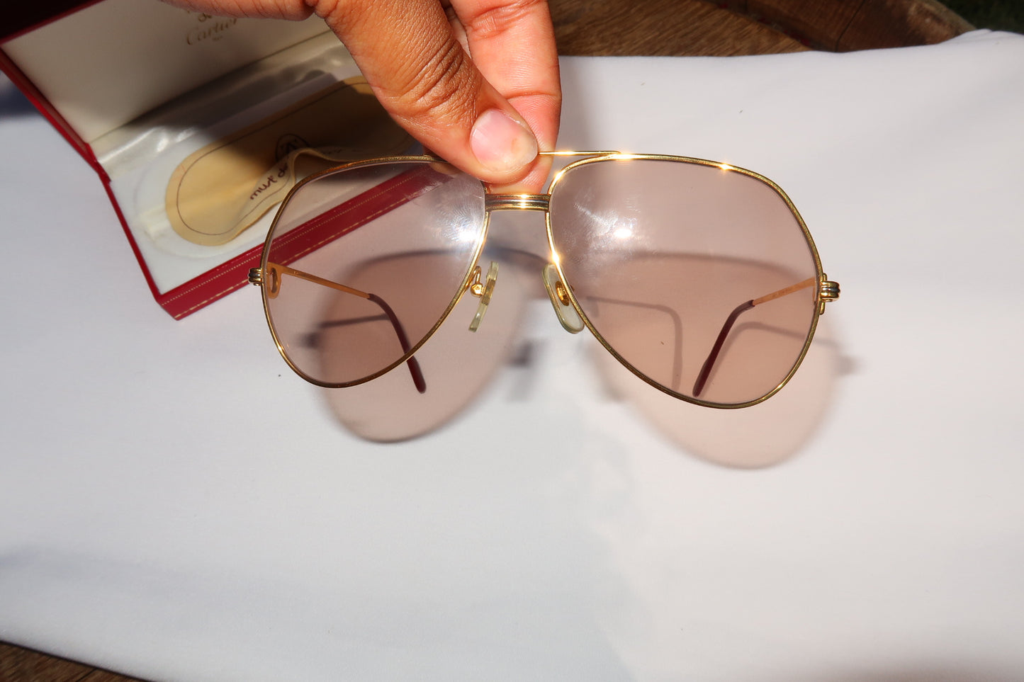 Cartier Vendome Louis 22k Gold-plated Sunglasses 62-14 140 078283
