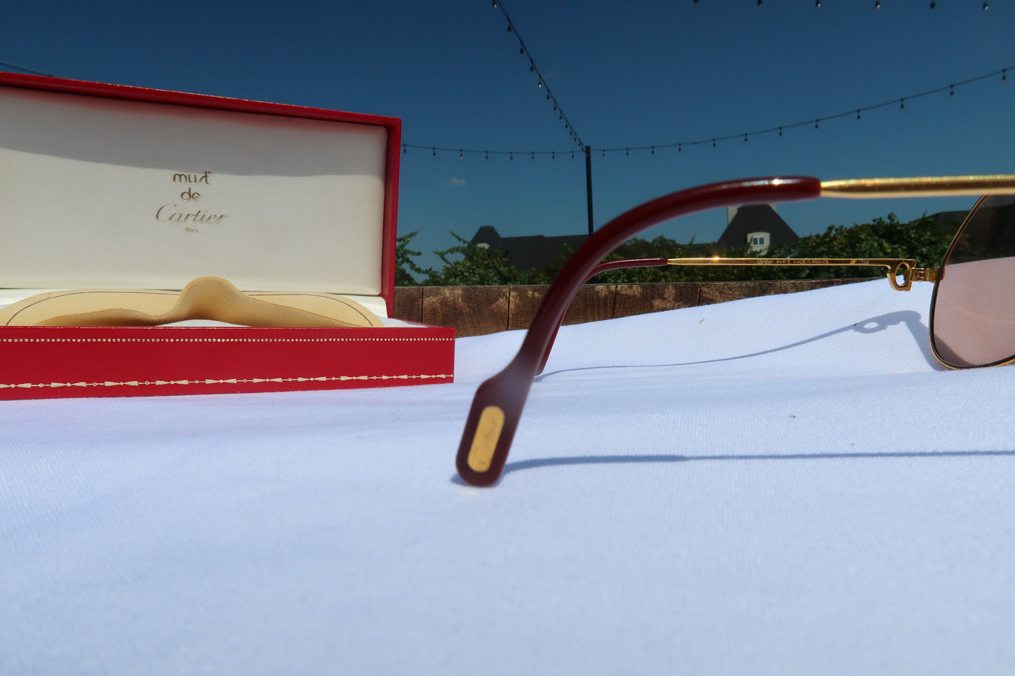 Cartier Vendome Louis 22k Gold-plated Sunglasses 62-14 140 078283