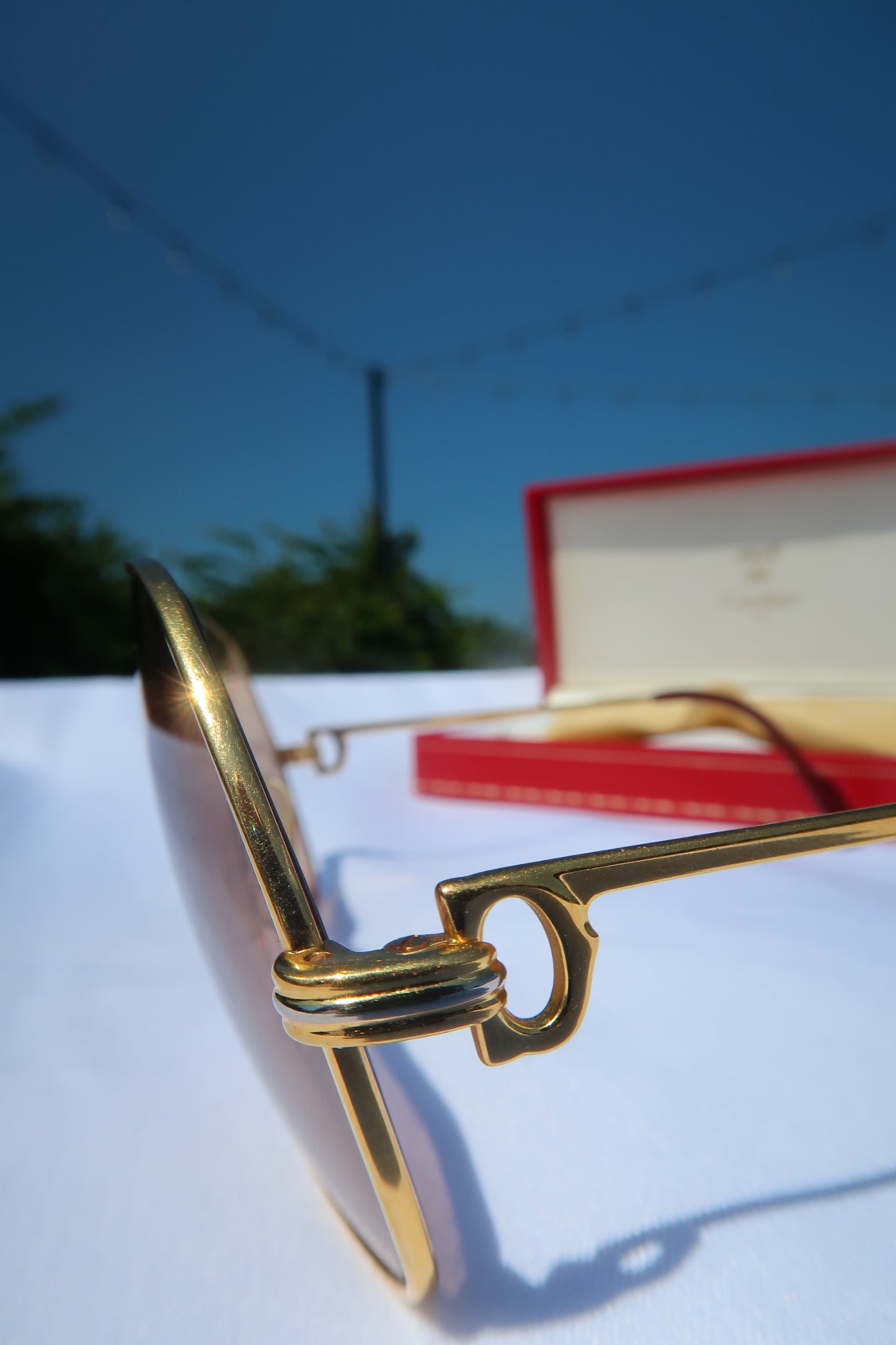 Cartier Vendome Louis 22k Gold-plated Sunglasses 62-14 140 078283