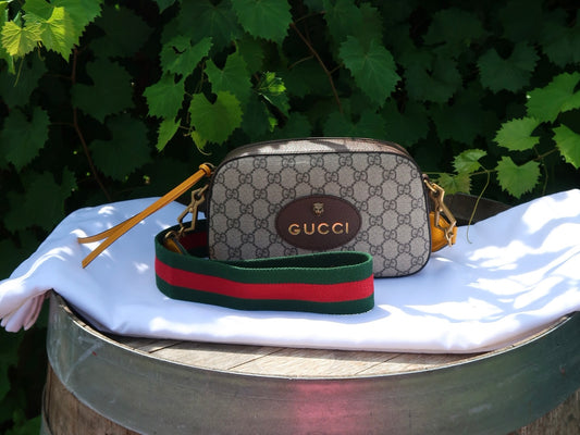 Gucci GG Supreme Monogram Web Neo Vintage Shoulder Bag Beige New Acero