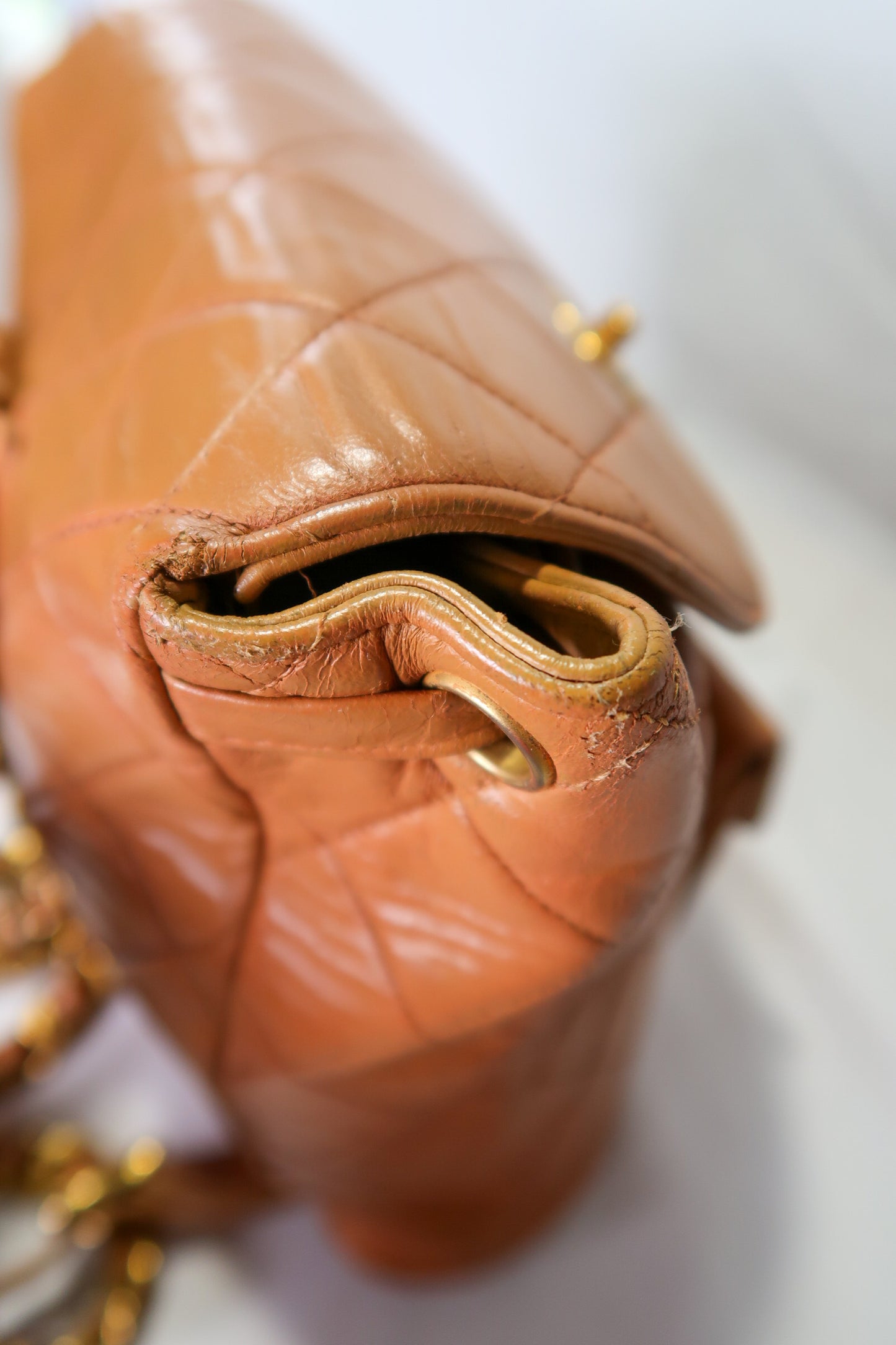 Chanel Lambskin Quilted Drawstring Backpack Camel