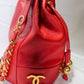 Chanel Red Caviar 3 'CC' Bucket Bag Medium