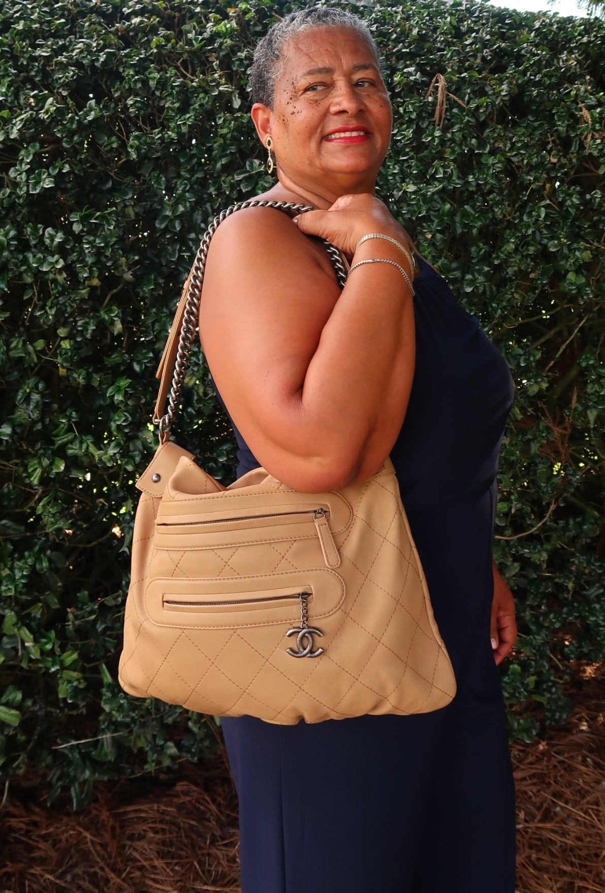 Chanel Hobo w/ Chain Beige/ Tan