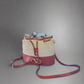 Valentino Garavani Raffia Calfskin Vlogo Drawstring Shoulder Bag Naturale Saddle Brown