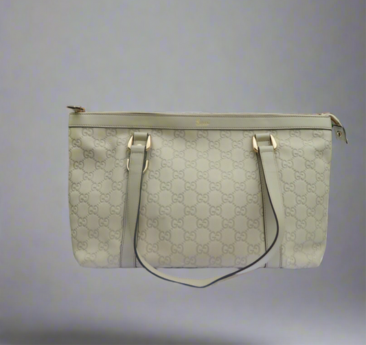 GUCCI Guccissima Ivory Zipped tote