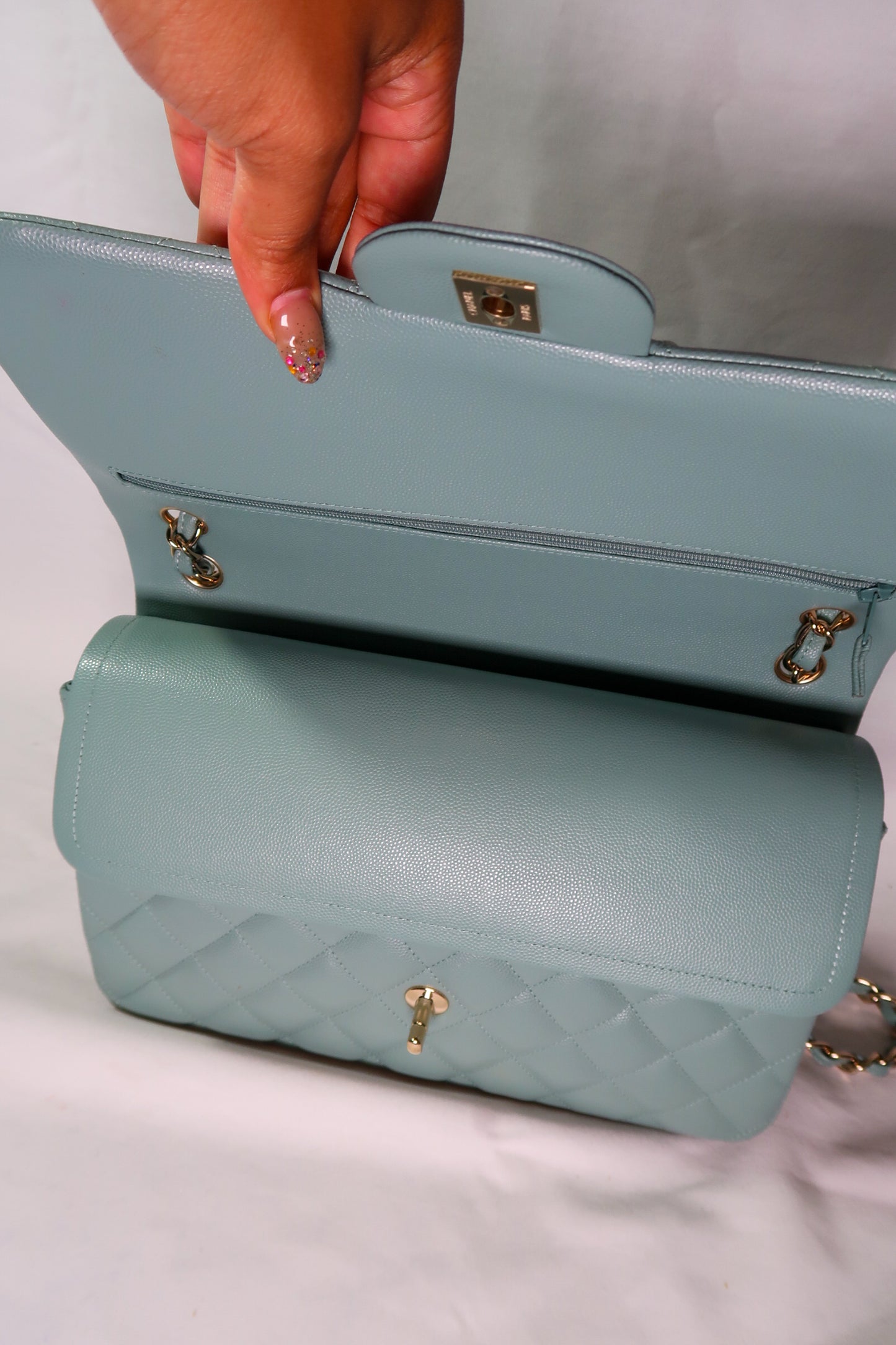 Chanel Double Flap Caviar Moss Green