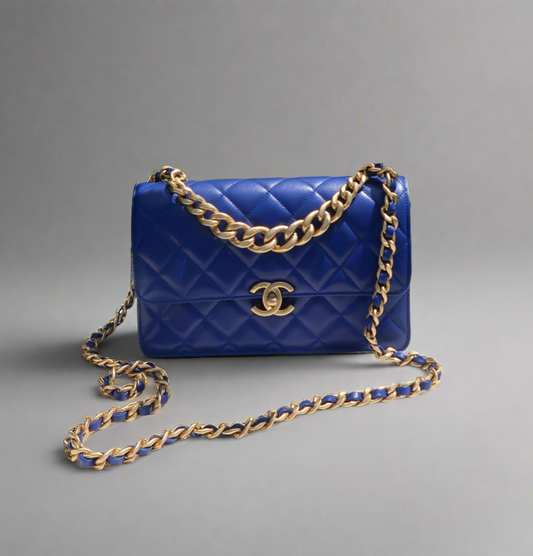 Chanel Classic Flap Bag – Royal Blue Quilted Lambskin with Gold Chain