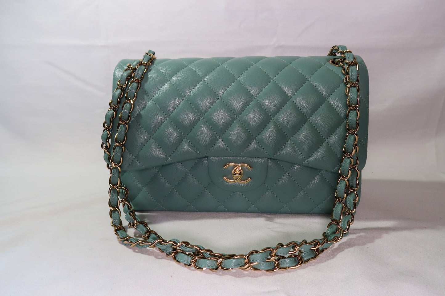 Chanel Double Flap Caviar Moss Green