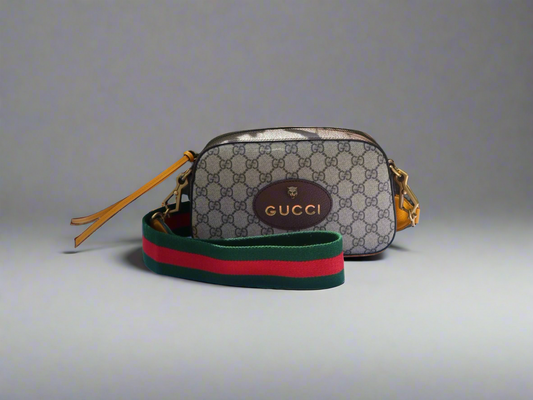 Gucci GG Supreme Monogram Web Neo Vintage Shoulder Bag Beige New Acero