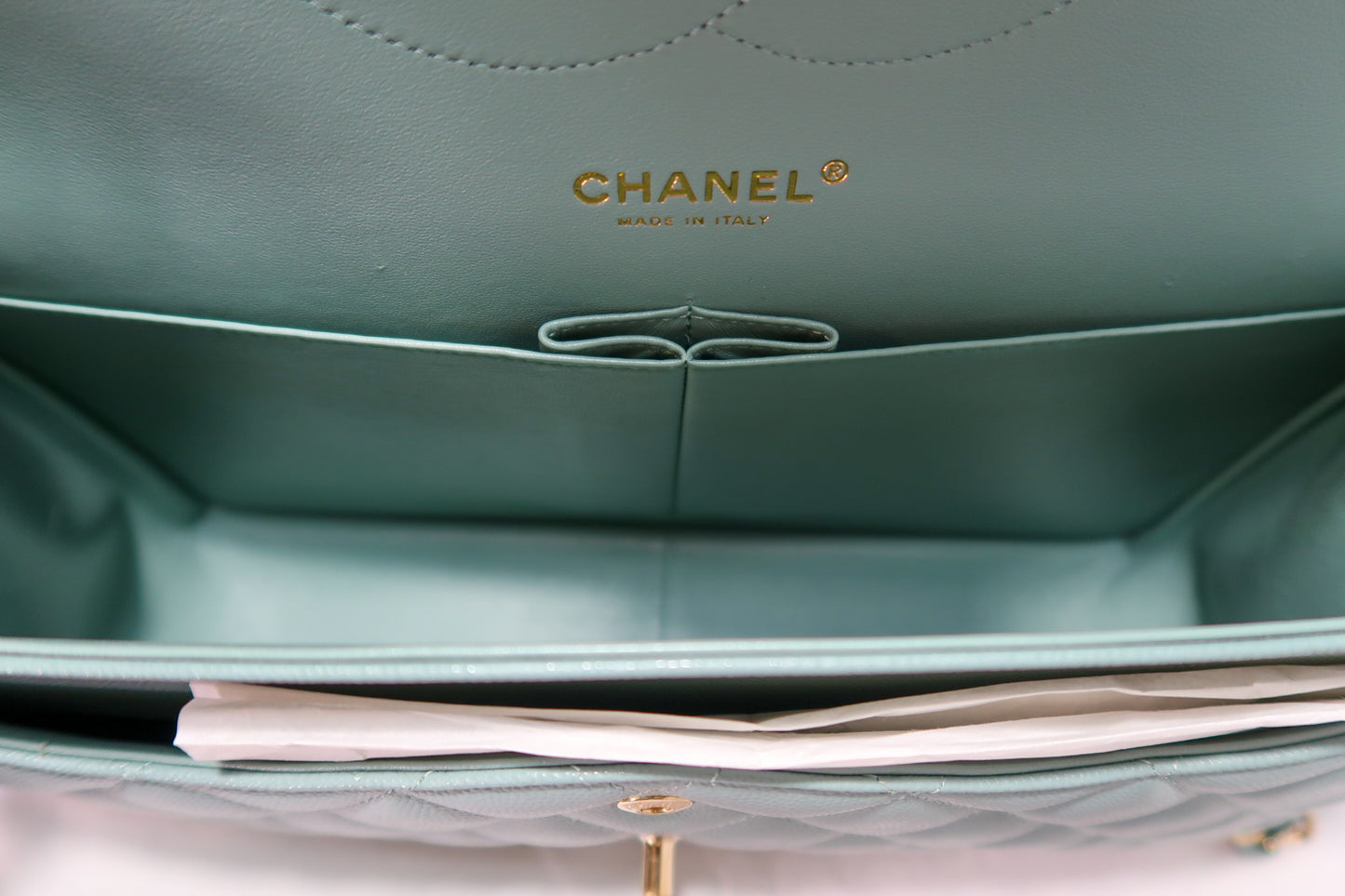 Chanel Double Flap Caviar Moss Green