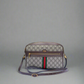 Gucci GG Supreme Monogram Web Ophidia Shoulder Bag Brown