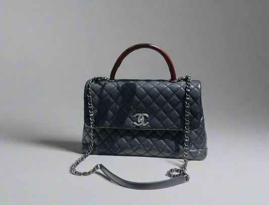 Chanel Caviar Lizard-Trimmed Coco Handle Bag