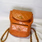 Chanel Lambskin Quilted Drawstring Backpack Camel