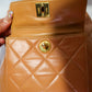 Chanel Lambskin Quilted Drawstring Backpack Camel