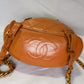 Chanel Lambskin Quilted Drawstring Backpack Camel