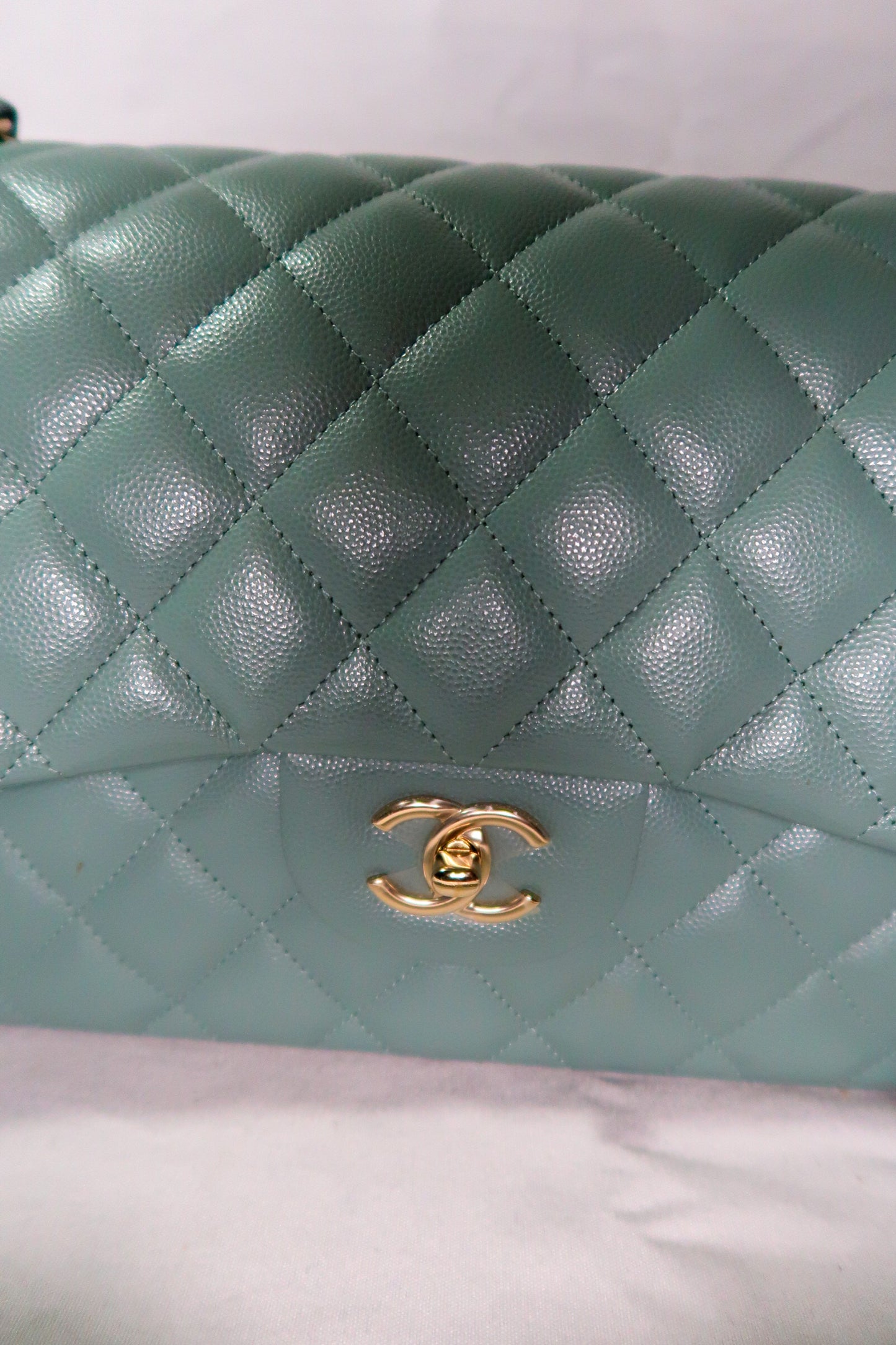 Chanel Double Flap Caviar Moss Green