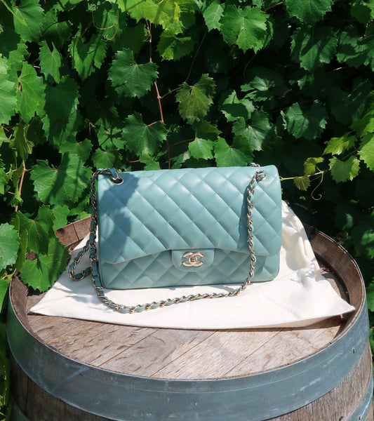 Chanel Double Flap Caviar Moss Green